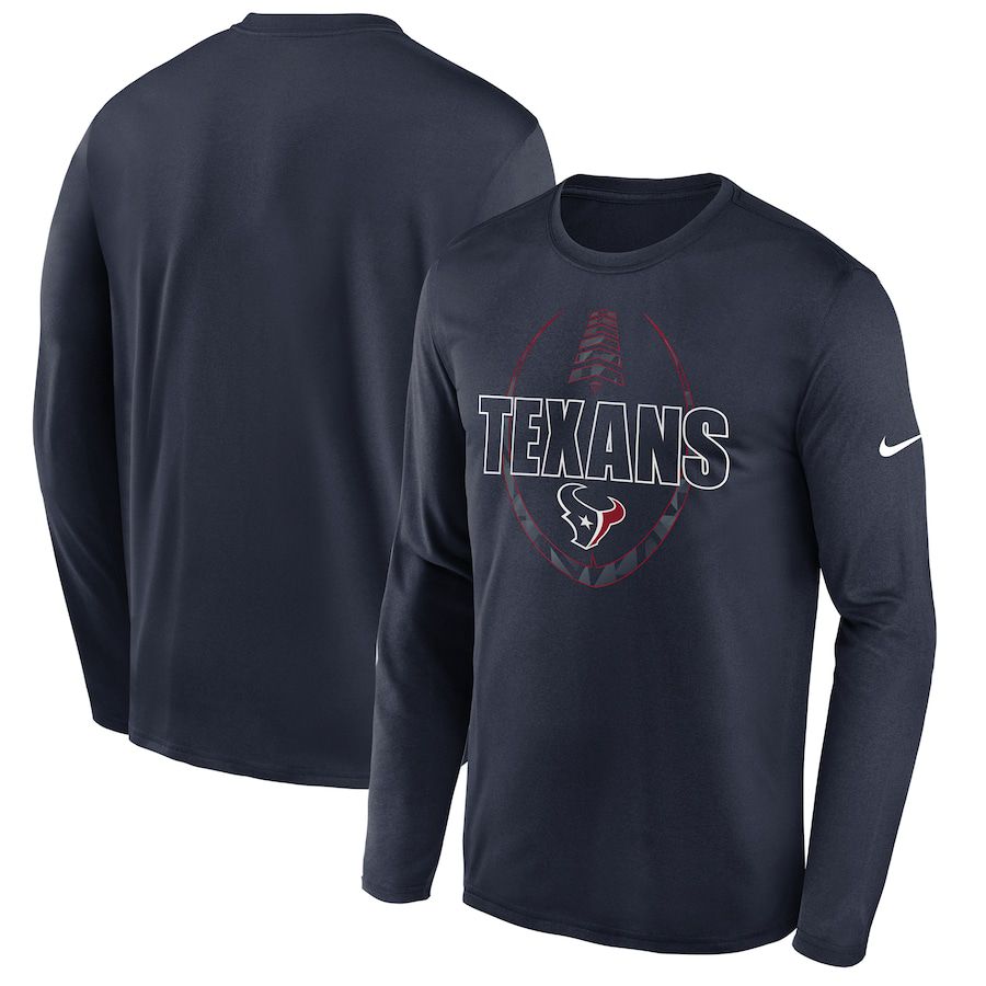 Men Houston Texans Navy Nike Icon Legend Performance Long Sleeve T-Shirt